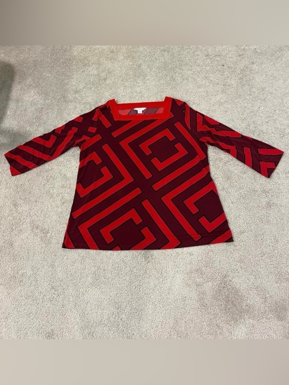 Liz Claiborne 3/4 Sleeve Square Neck Blouse